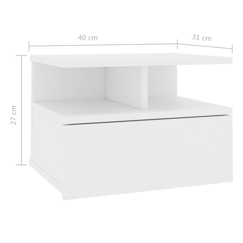 vidaXL Floating Nightstands 2 pcs White 40x31x27 cm Engineered Wood