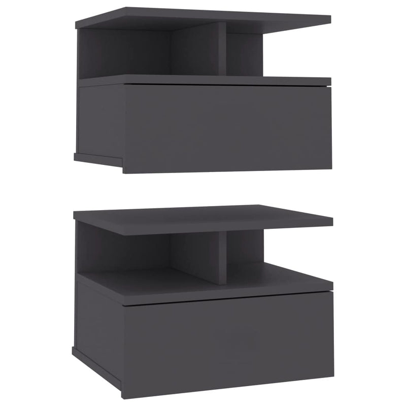 vidaXL Floating Nightstands 2 pcs Grey 40x31x27 cm Engineered Wood