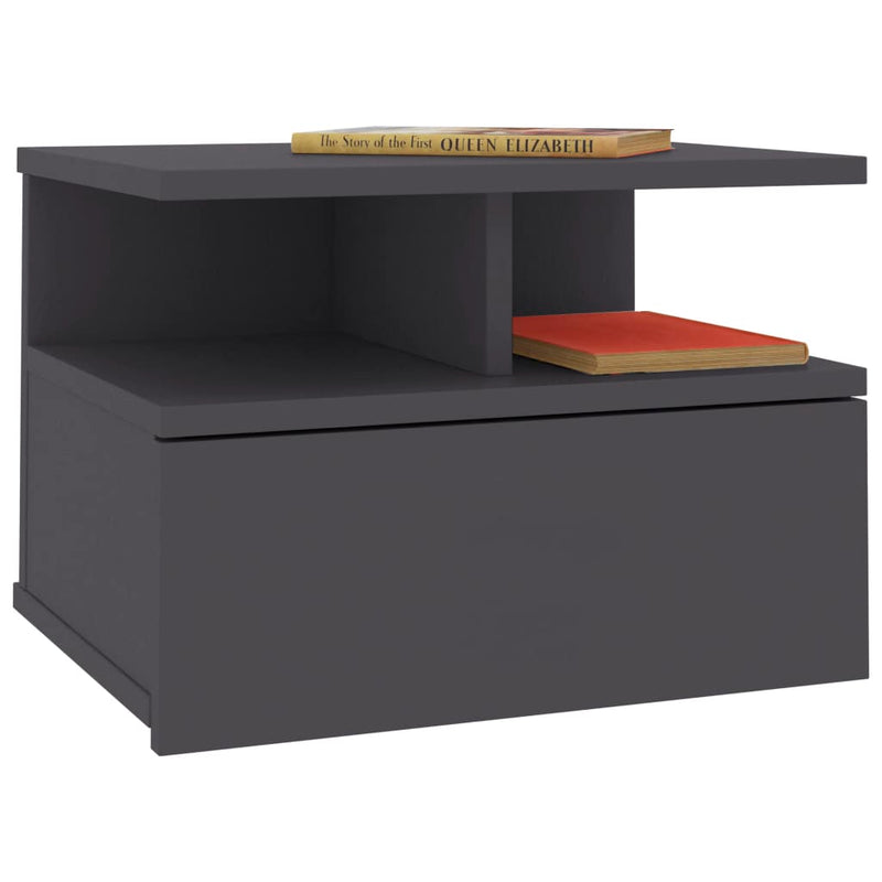 vidaXL Floating Nightstands 2 pcs Grey 40x31x27 cm Engineered Wood