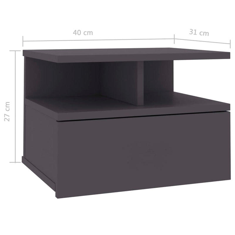 vidaXL Floating Nightstands 2 pcs Grey 40x31x27 cm Engineered Wood