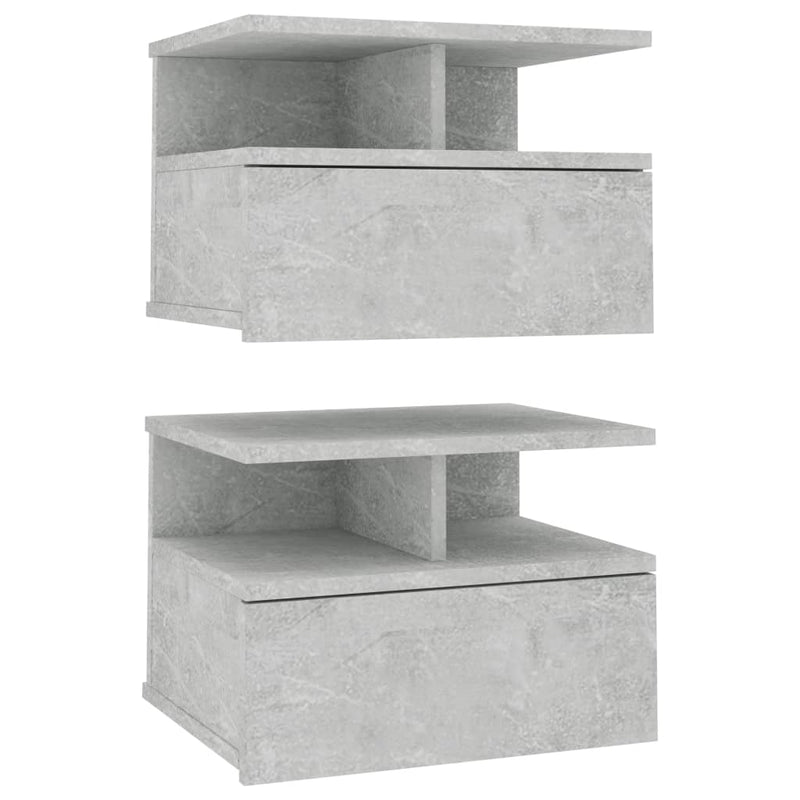 vidaXL Floating Nightstands 2 pcs Concrete Grey 40x31x27 cm Engineered Wood