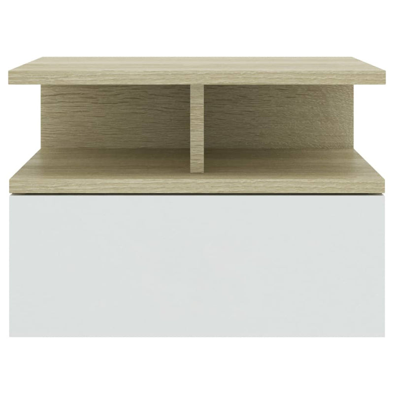 vidaXL Floating Nightstands 2 pcs White and Sonoma Oak 40x31x27 cm Engineered Wood