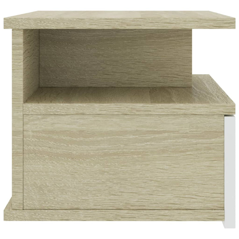 vidaXL Floating Nightstands 2 pcs White and Sonoma Oak 40x31x27 cm Engineered Wood
