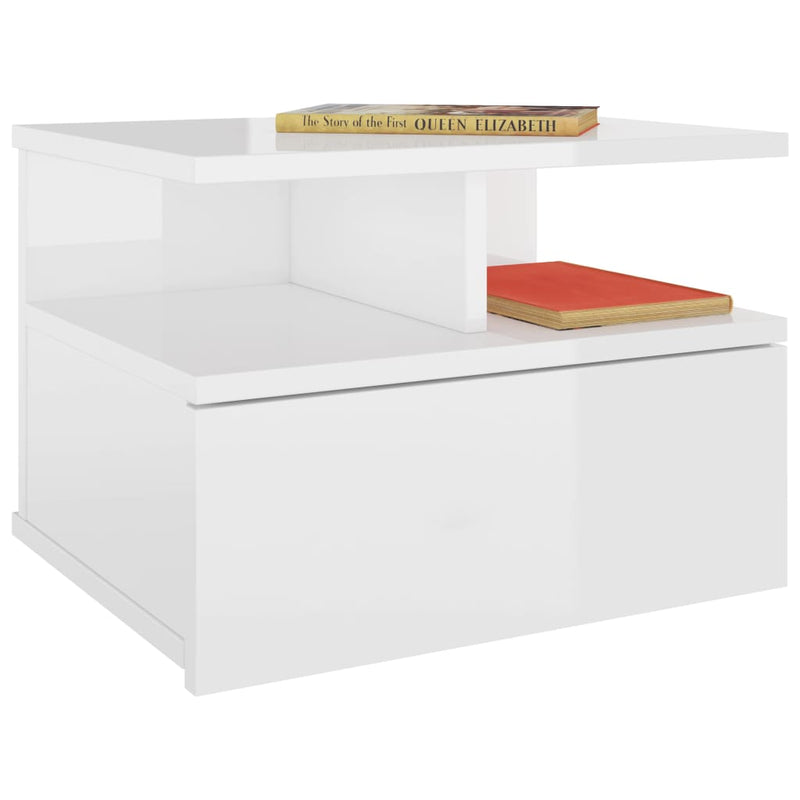 vidaXL Floating Nightstands 2 pcs High Gloss White 40x31x27 cm Engineered Wood