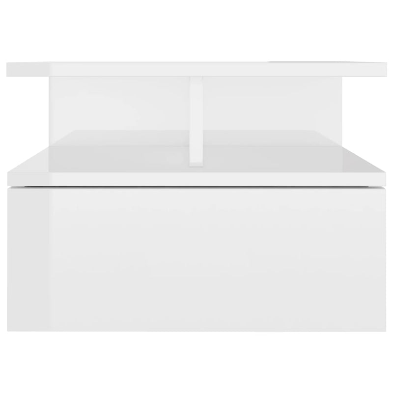 vidaXL Floating Nightstands 2 pcs High Gloss White 40x31x27 cm Engineered Wood