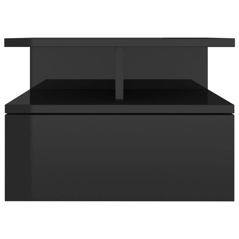 vidaXL Floating Nightstand High Gloss Black 40x31x27 cm Engineered Wood