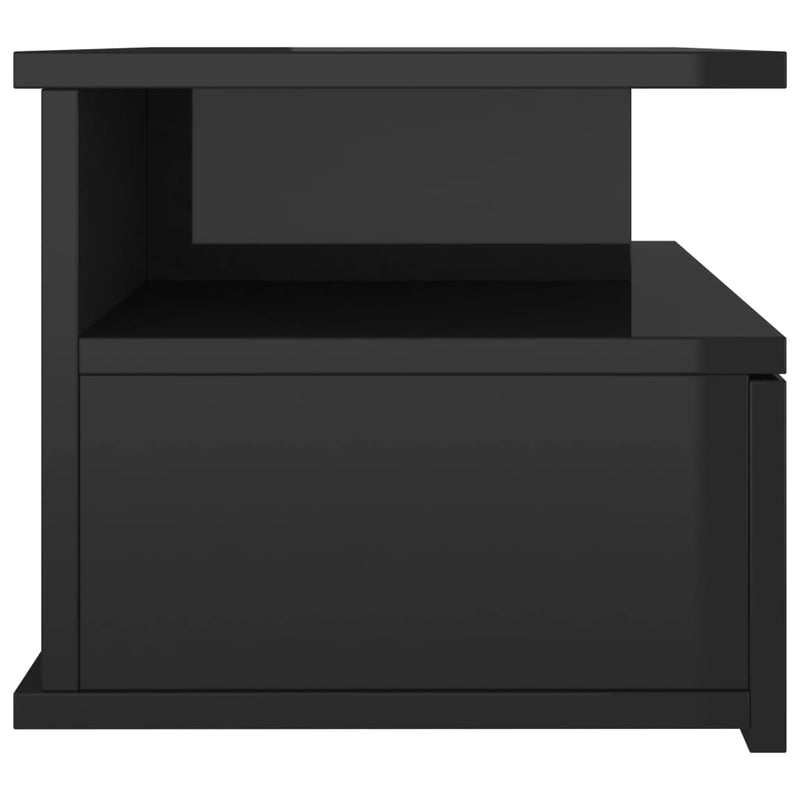 vidaXL Floating Nightstands 2 pcs High Gloss Black 40x31x27 cm Engineered Wood