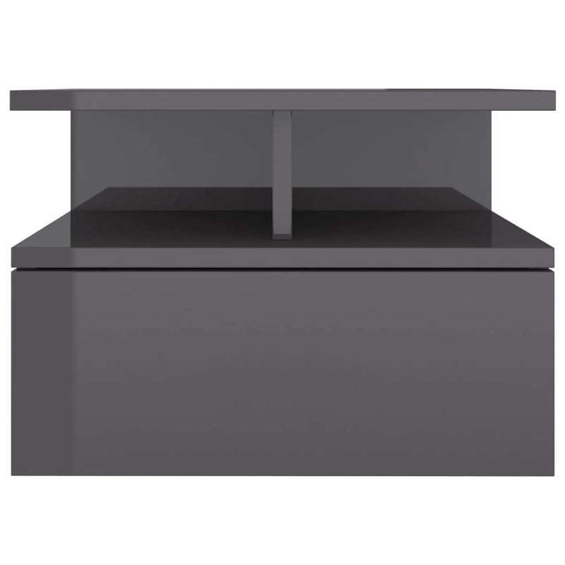 vidaXL Floating Nightstands 2 pcs High Gloss Grey 40x31x27 cm Engineered Wood