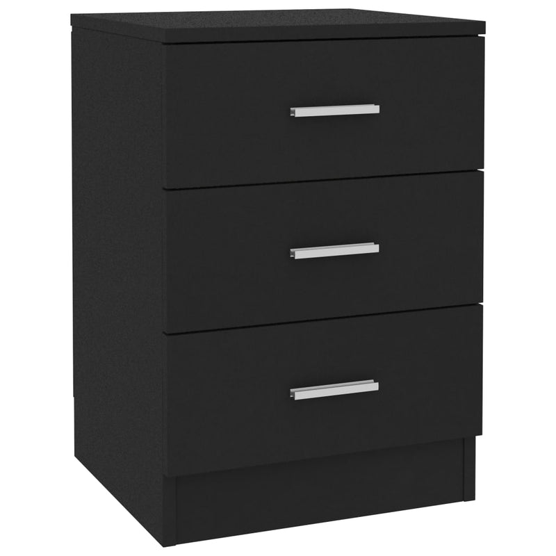 vidaXL Bedside Cabinet Black 38x35x56 cm Engineered Wood