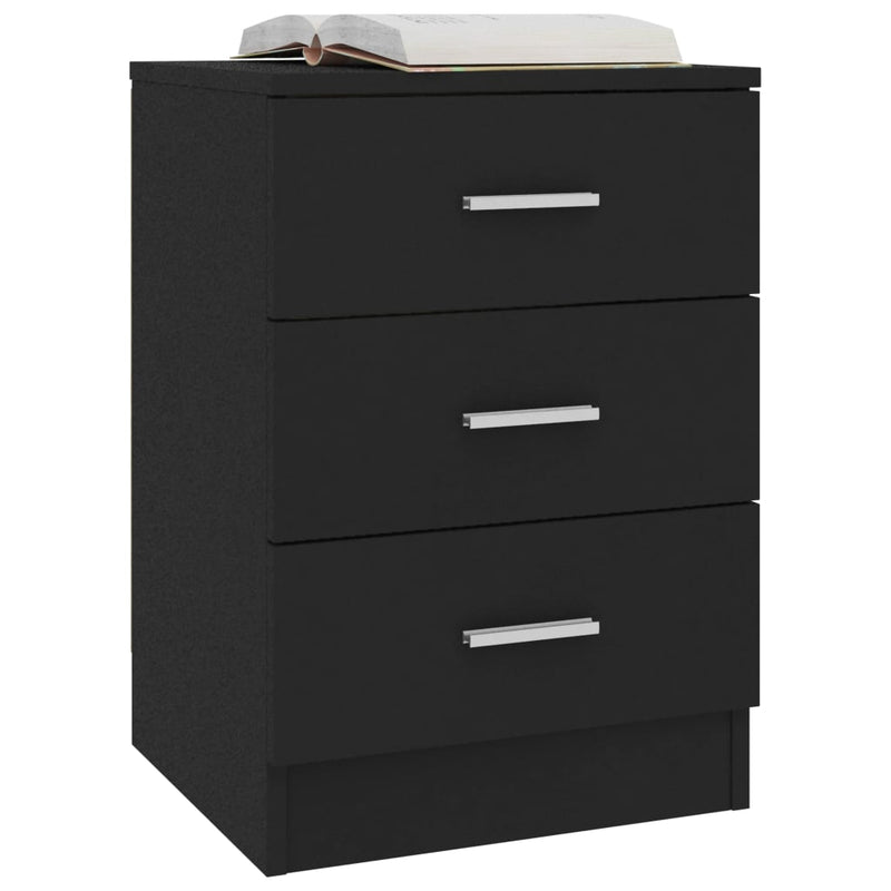 vidaXL Bedside Cabinet Black 38x35x56 cm Engineered Wood