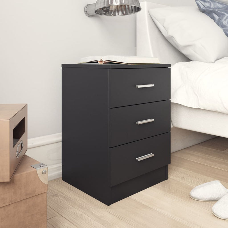 vidaXL Bedside Cabinets 2 pcs Black 38x35x56 cm Engineered Wood