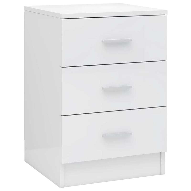 vidaXL Bedside Cabinets 2 pcs High Gloss White 38x35x56 cm Engineered Wood