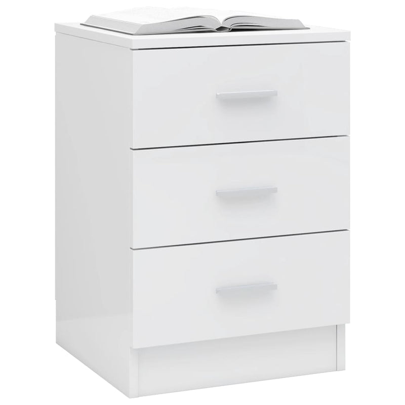 vidaXL Bedside Cabinets 2 pcs High Gloss White 38x35x56 cm Engineered Wood