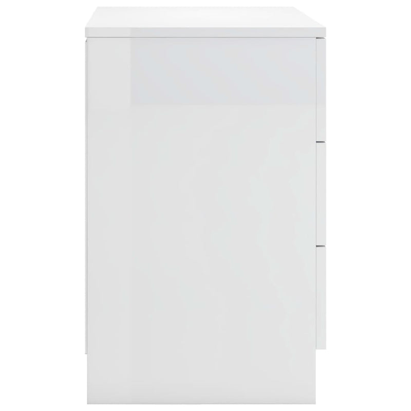vidaXL Bedside Cabinets 2 pcs High Gloss White 38x35x56 cm Engineered Wood