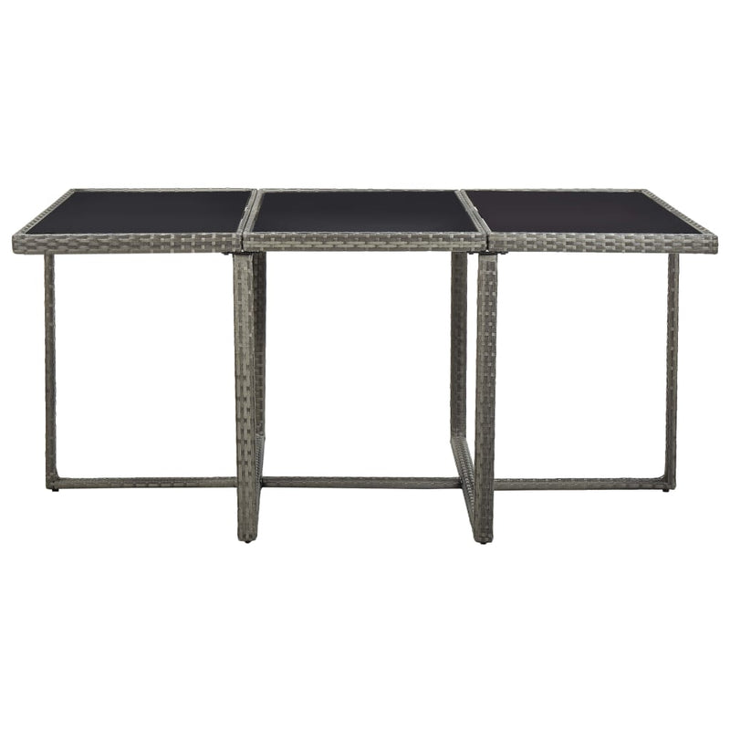 vidaXL 11 Piece Outdoor Dining Set with Cushions Poly Rattan Grey