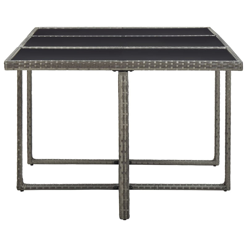 vidaXL 11 Piece Outdoor Dining Set with Cushions Poly Rattan Grey