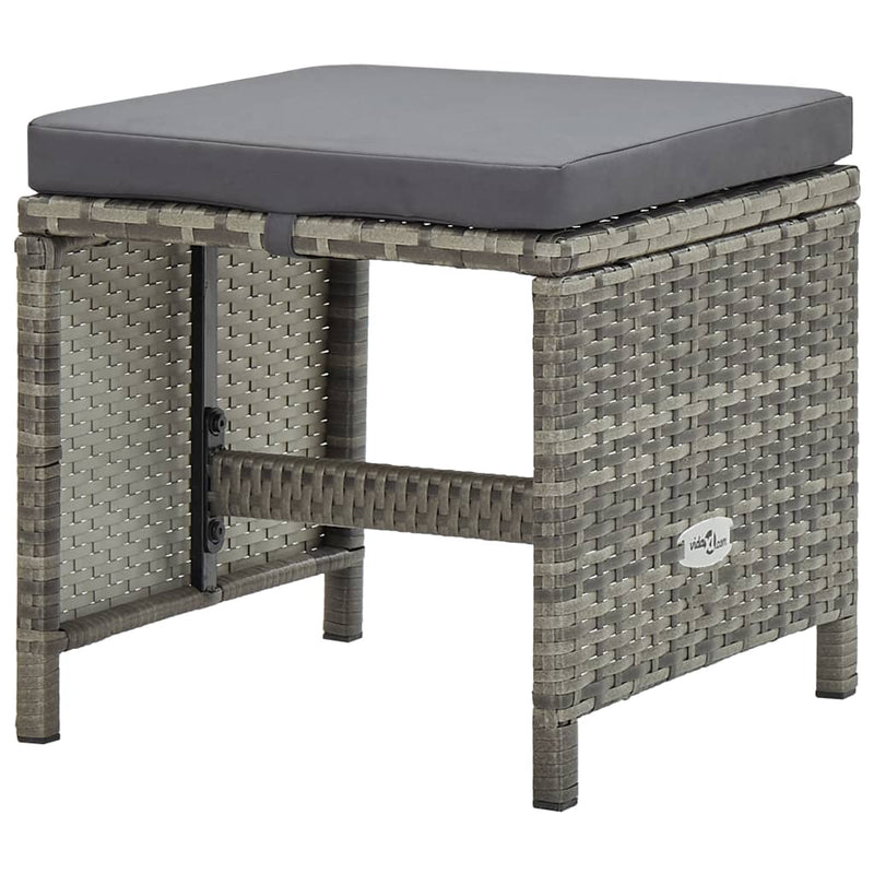 vidaXL 11 Piece Outdoor Dining Set with Cushions Poly Rattan Grey