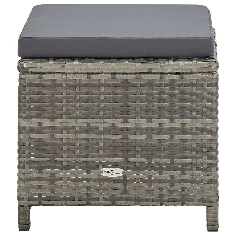 vidaXL 11 Piece Outdoor Dining Set with Cushions Poly Rattan Grey