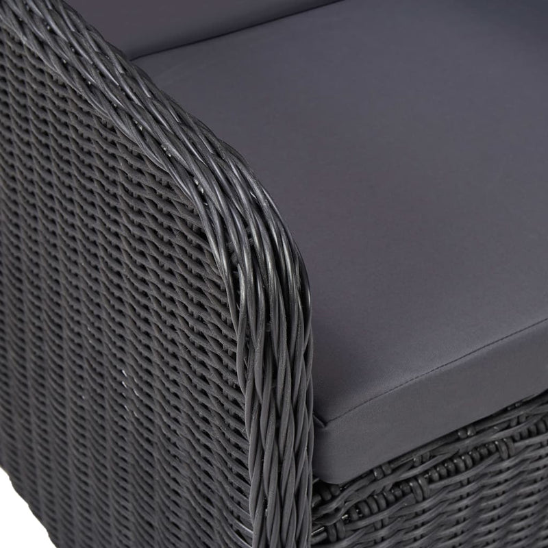 vidaXL Garden Chairs 2 pcs with Cushions Poly Rattan Black