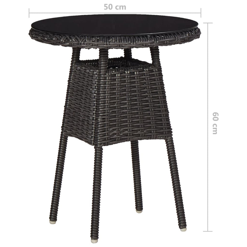 vidaXL Garden Chairs 2 pcs with Tea Table Poly Rattan Black