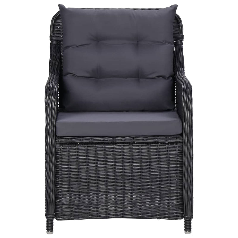vidaXL Garden Chairs 2 pcs with Tea Table Poly Rattan Black