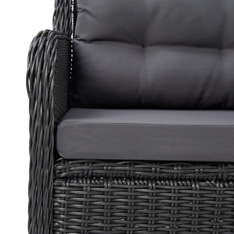vidaXL Garden Chairs 2 pcs with Tea Table Poly Rattan Black