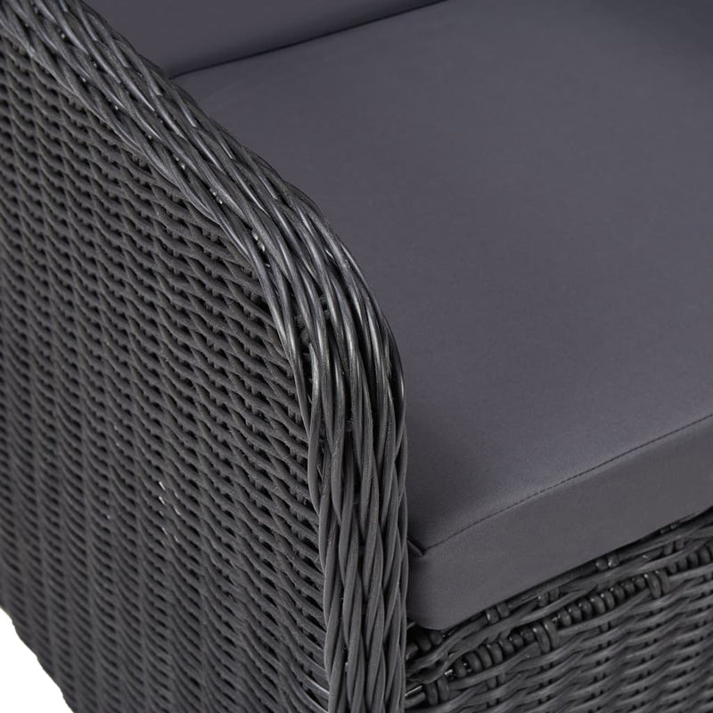 vidaXL Garden Chairs 2 pcs with Tea Table Poly Rattan Black