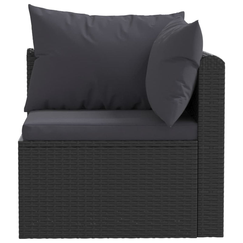 vidaXL 9 Piece Garden Lounge Set with Cushions Poly Rattan Black