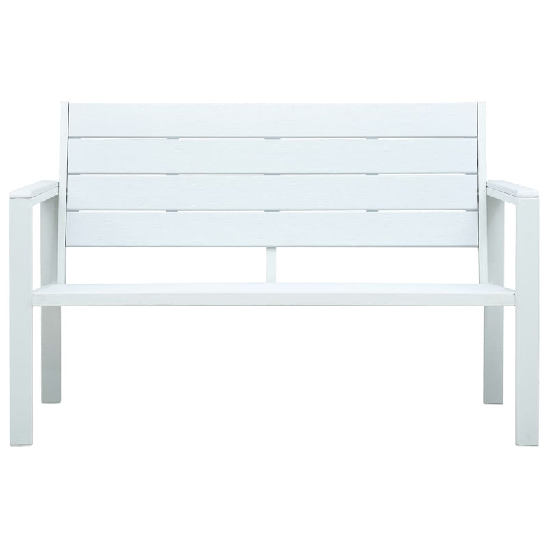 vidaXL Garden Bench 120 cm HDPE White Wood Look