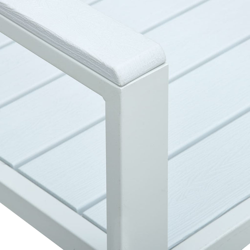 vidaXL Garden Bench 120 cm HDPE White Wood Look