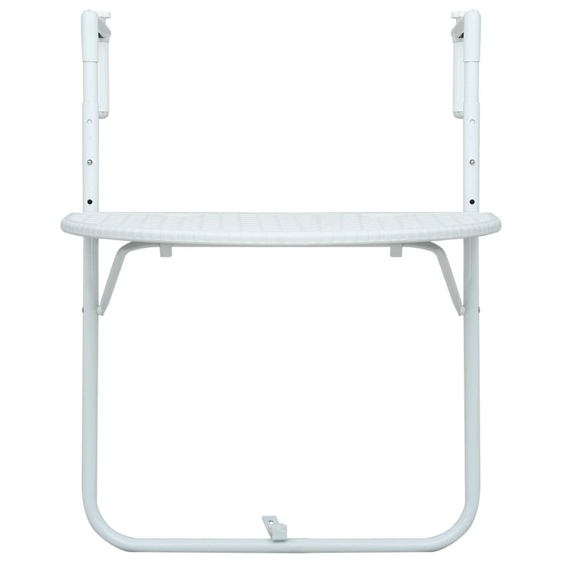 vidaXL Hanging Balcony Table White 60x64x83.5 cm Plastic Rattan Look