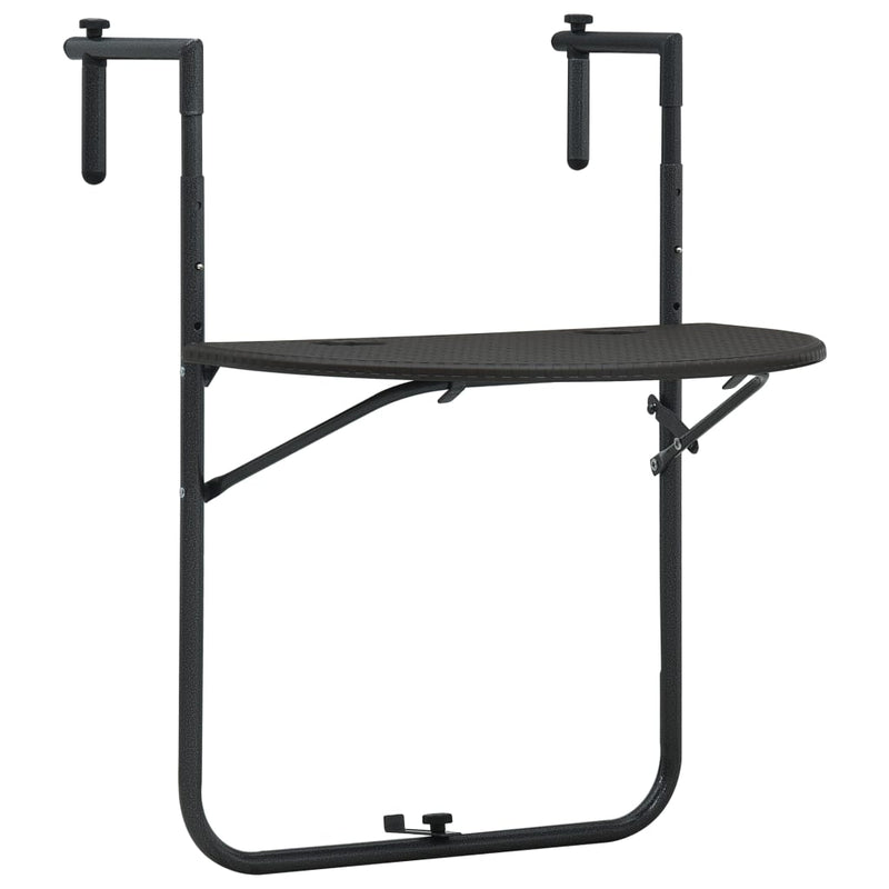 vidaXL Hanging Balcony Table Brown 60x64x83.5 cm Plastic Rattan Look