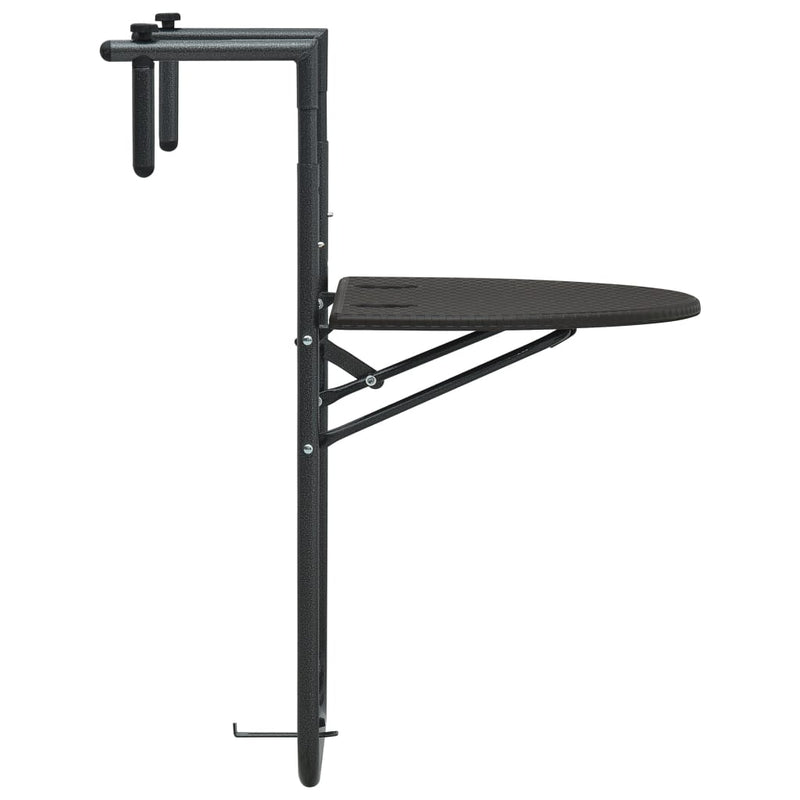 vidaXL Hanging Balcony Table Brown 60x64x83.5 cm Plastic Rattan Look