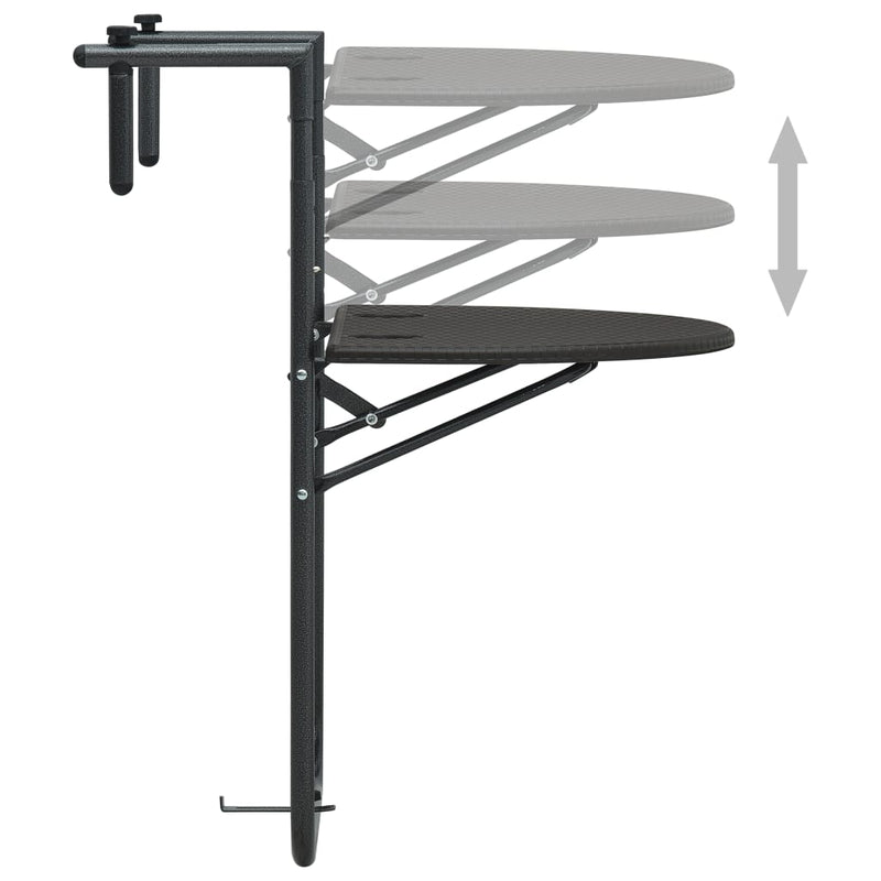 vidaXL Hanging Balcony Table Brown 60x64x83.5 cm Plastic Rattan Look