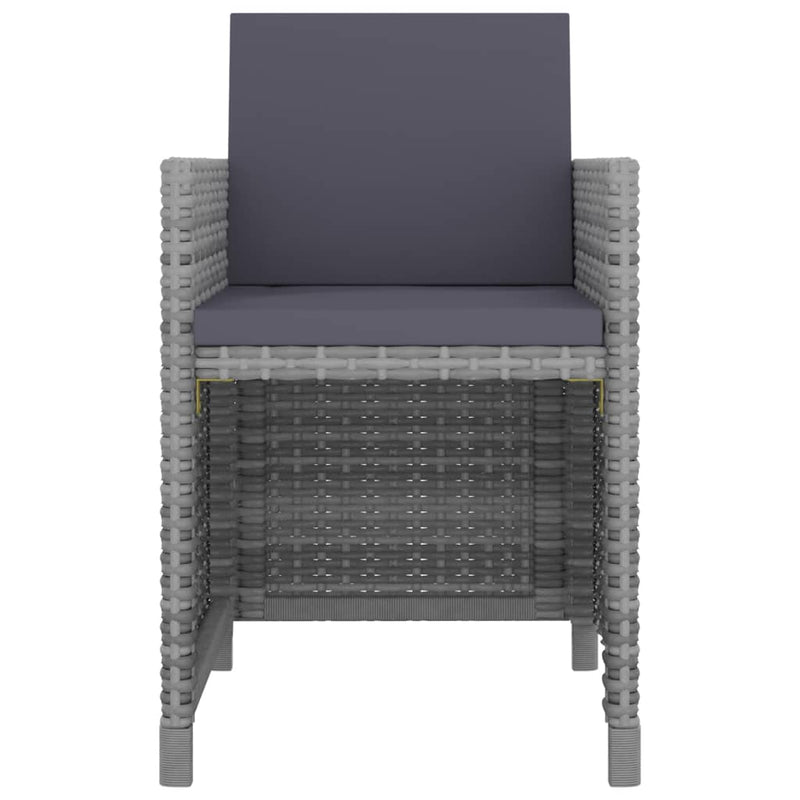 vidaXL 11 Piece Outdoor Dining Set with Cushions Poly Rattan Grey