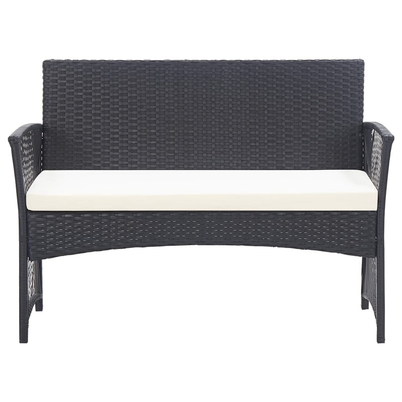 vidaXL 4 Piece Garden Lounge Set with Cushion Poly Rattan Black