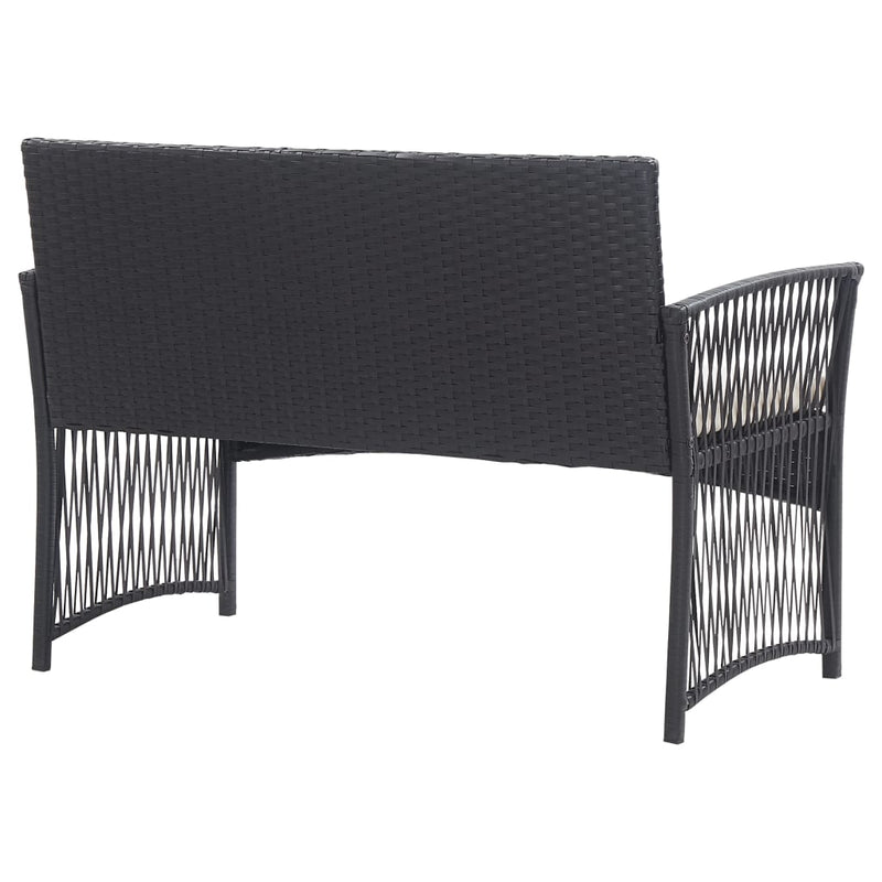vidaXL 4 Piece Garden Lounge Set with Cushion Poly Rattan Black