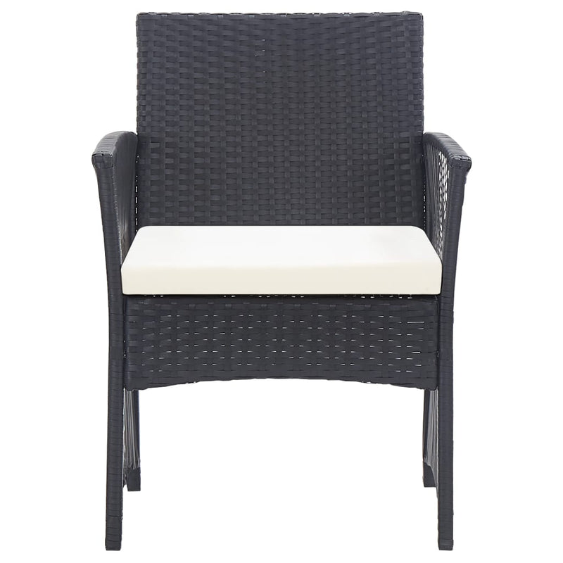 vidaXL 4 Piece Garden Lounge Set with Cushion Poly Rattan Black