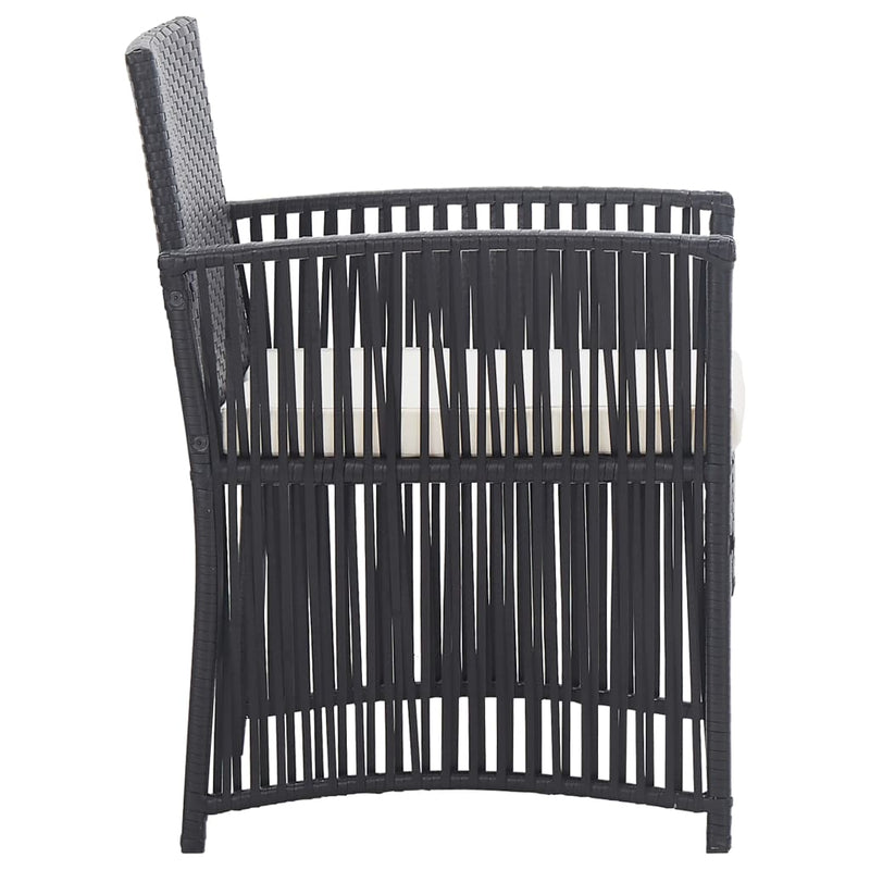 vidaXL 4 Piece Garden Lounge Set with Cushion Poly Rattan Black