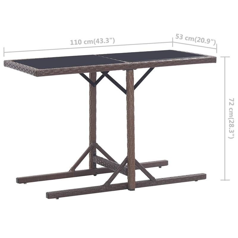 vidaXL Garden Table Brown 110x53x72 cm and Poly Rattan