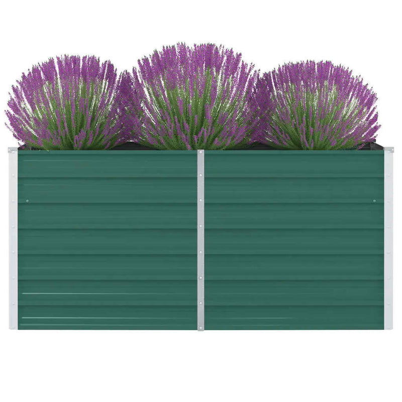 vidaXL Raised Garden Bed 160x80x77 cm Galvanised Steel Green