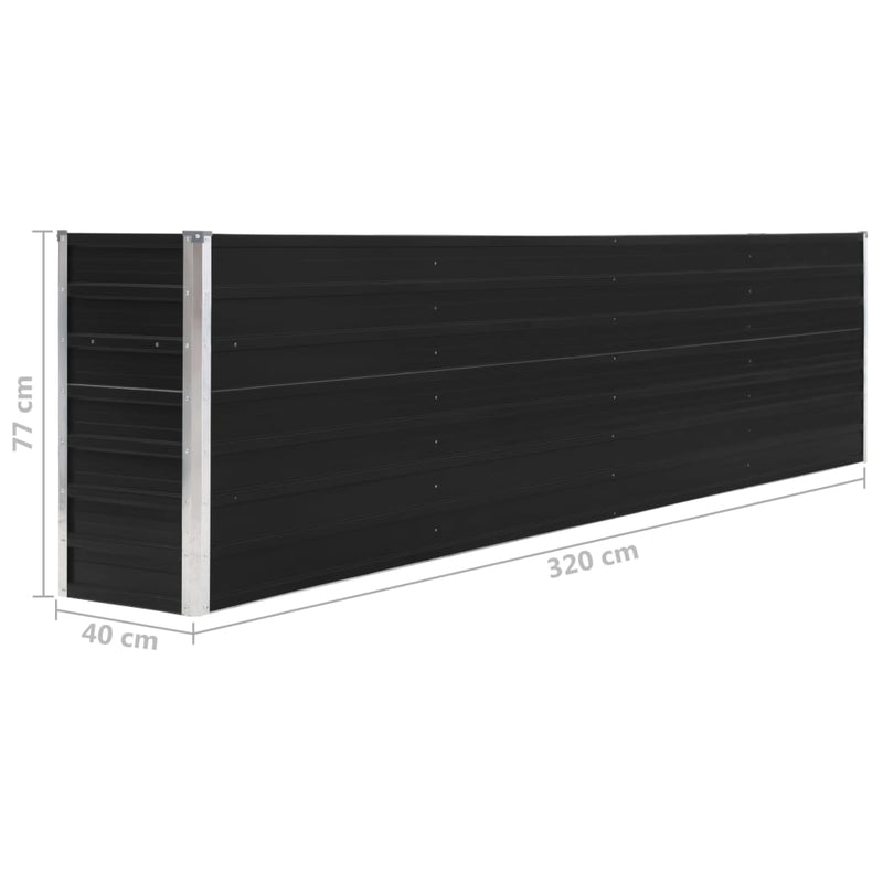 Raised Garden Bed 320x40x77 cm Galvanised Steel Anthracite