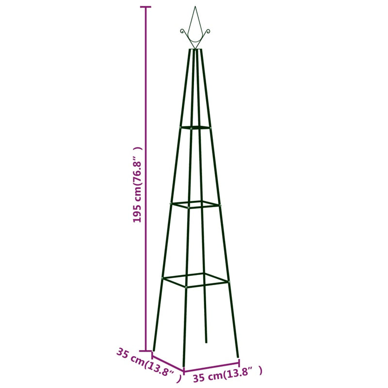 vidaXL Garden Climbing Plant Racks 2 pcs Dark Green 35x35x195 cm Iron