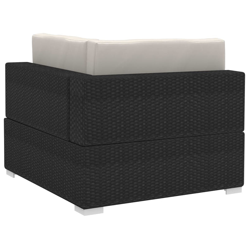 vidaXL Sectional Corner Chairs 2 pcs with Cushions Poly Rattan Black