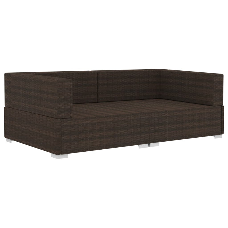 vidaXL Sectional Corner Chairs 2 pcs with Cushions Poly Rattan Brown
