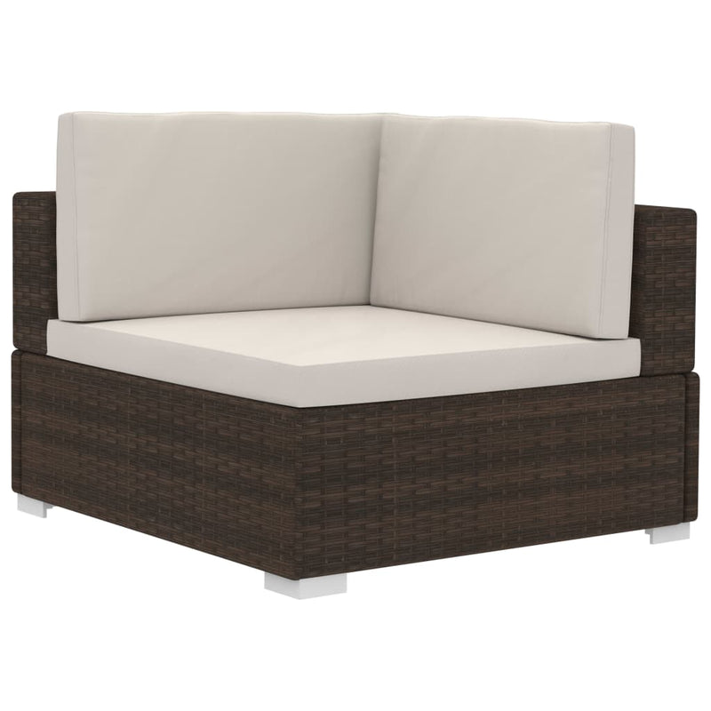vidaXL Sectional Corner Chairs 2 pcs with Cushions Poly Rattan Brown