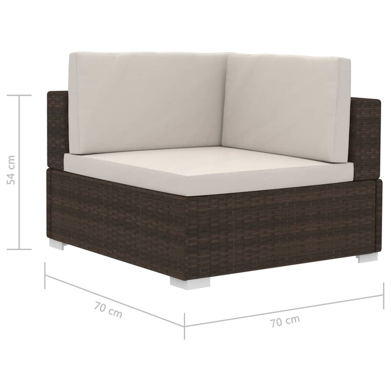 vidaXL Sectional Corner Chairs 2 pcs with Cushions Poly Rattan Brown