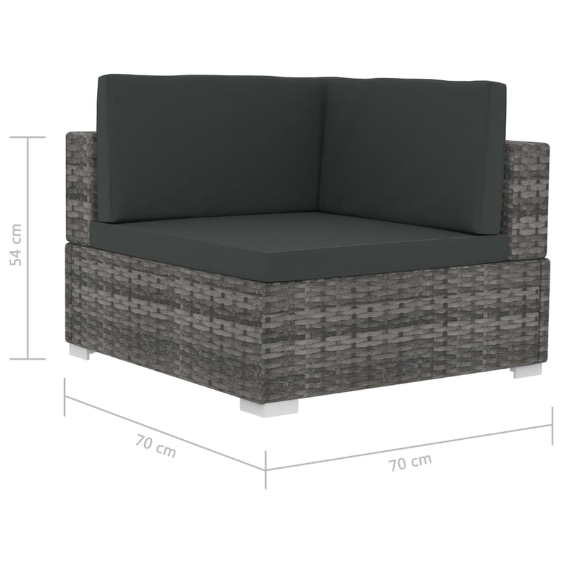 vidaXL Sectional Corner Chairs 2 pcs with Cushions Poly Rattan Grey