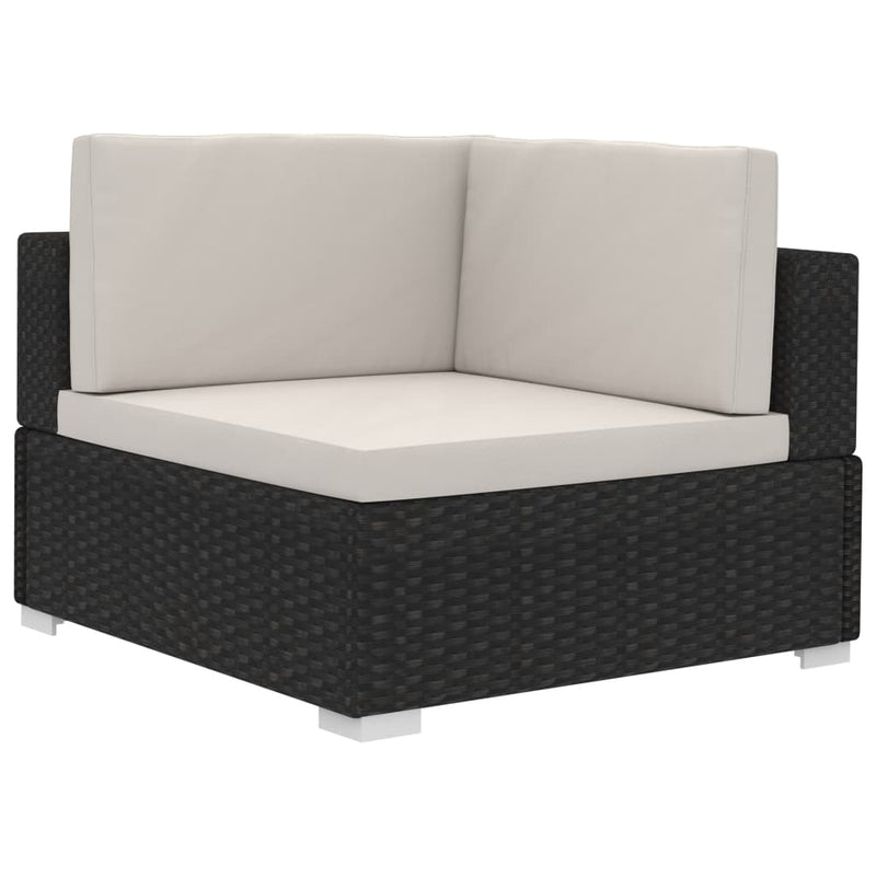 vidaXL 3 Piece Garden Sofa Set with Cushions Poly Rattan Black