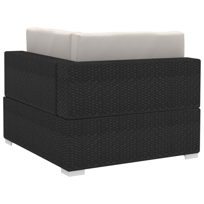 vidaXL 3 Piece Garden Sofa Set with Cushions Poly Rattan Black